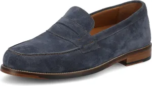 TAFT Mens Sterling Genuine Leather Penny Loafer Embossed Dress Shoe Comfort Slip On Round Toe Block Heel Blue/Suede 11 Medium Mens US