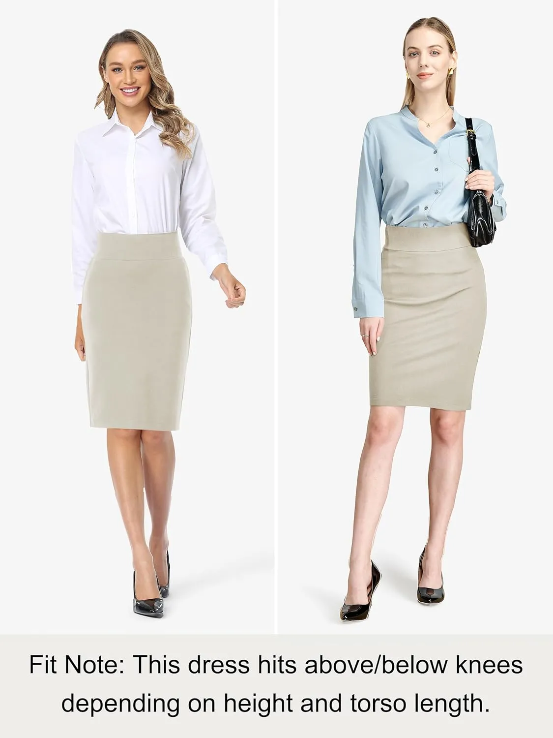Tapata Womens Pencil Skirts Stretch Office Work Skirt Knee Length High Waist Midi Ponte Bodycon for Business Casual