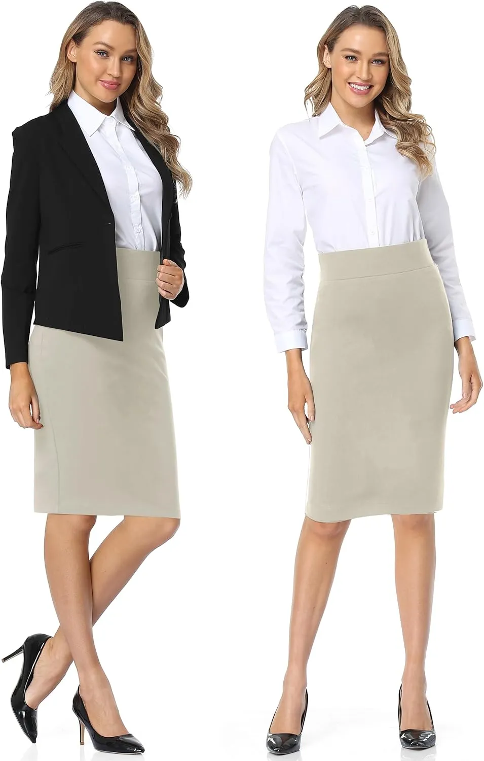 Tapata Womens Pencil Skirts Stretch Office Work Skirt Knee Length High Waist Midi Ponte Bodycon for Business Casual