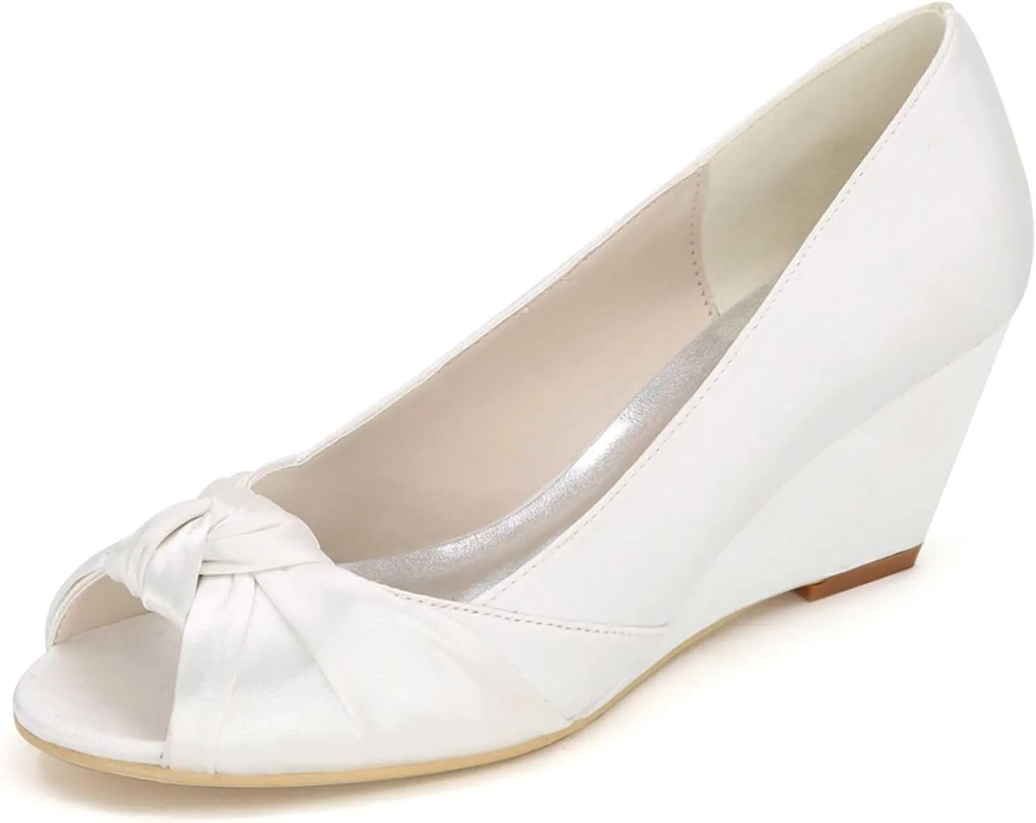 TarfiC Platform Heels for Women High Block Wedge Open Toe Heels Satin Bridal Fashion Wedding Party Evening Prom Dress Pump Sandals Shoes