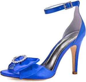 TarfiC Women's Kitten Heel Pumps with Open Toe, Rhinestones, & Buckle - Ideal Dress Shoes for Weddings & Special Occasions - Heel Height 4.13 Inches