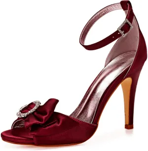 TarfiC Women's Kitten Heel Pumps with Open Toe, Rhinestones, & Buckle - Ideal Dress Shoes for Weddings & Special Occasions - Heel Height 4.13 Inches