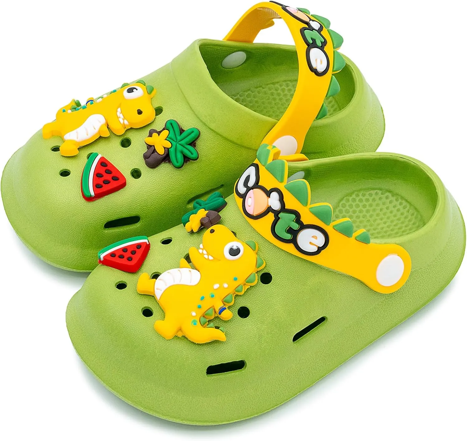 techcity Kids Dinosaur Garden Shoes Cute Cartoon Sandals Clogs Toddler Beach Pool Water Shoes Summer Slides for Boys Girls