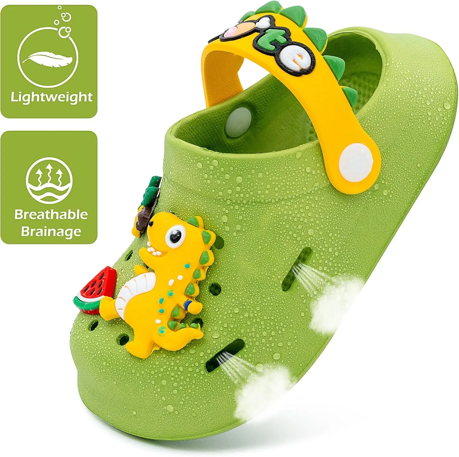techcity Kids Dinosaur Garden Shoes Cute Cartoon Sandals Clogs Toddler Beach Pool Water Shoes Summer Slides for Boys Girls