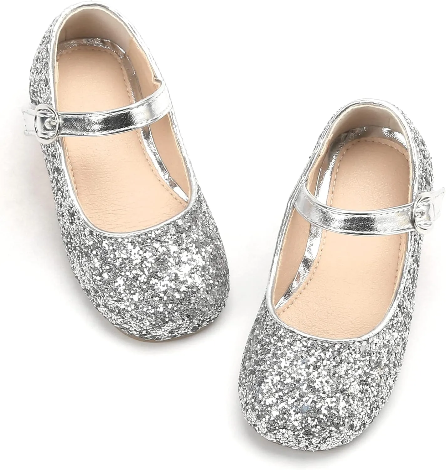 THEE BRON Little Girls Princess Shoes 3-12 Years Ballet Flats Soft Non-Slip Dress Shoes for Wide Feet