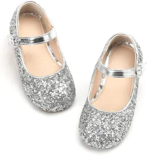 THEE BRON Little Girls Princess Shoes 3-12 Years Ballet Flats Soft Non-Slip Dress Shoes for Wide Feet