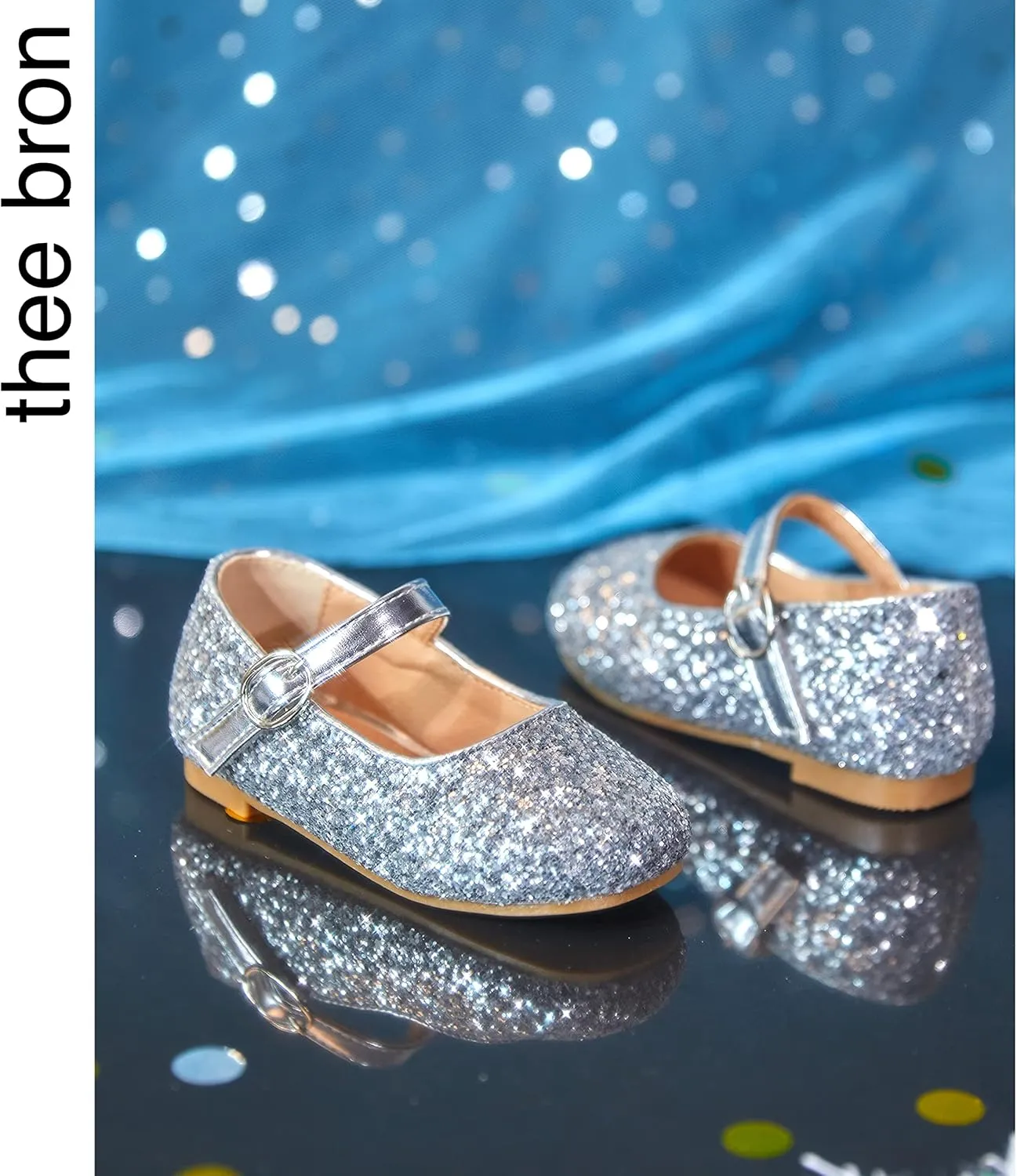THEE BRON Little Girls Princess Shoes 3-12 Years Ballet Flats Soft Non-Slip Dress Shoes for Wide Feet
