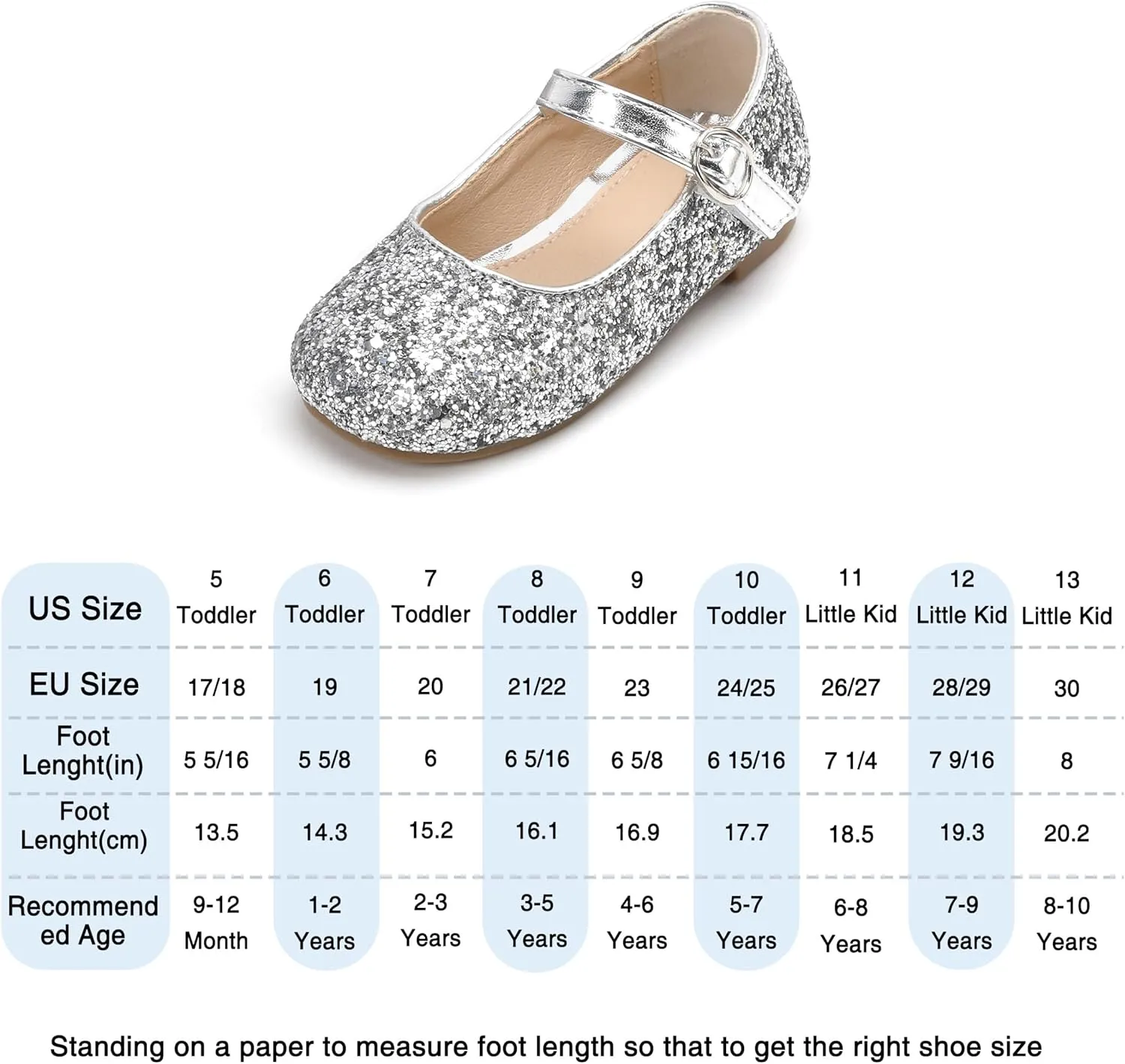 THEE BRON Little Girls Princess Shoes 3-12 Years Ballet Flats Soft Non-Slip Dress Shoes for Wide Feet