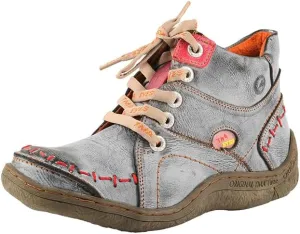 TMA EYES Women Vintage Lace up Leather Ankle Boots Comfotable Anti-Slip Flat Walking Shoes Fashion and Casual