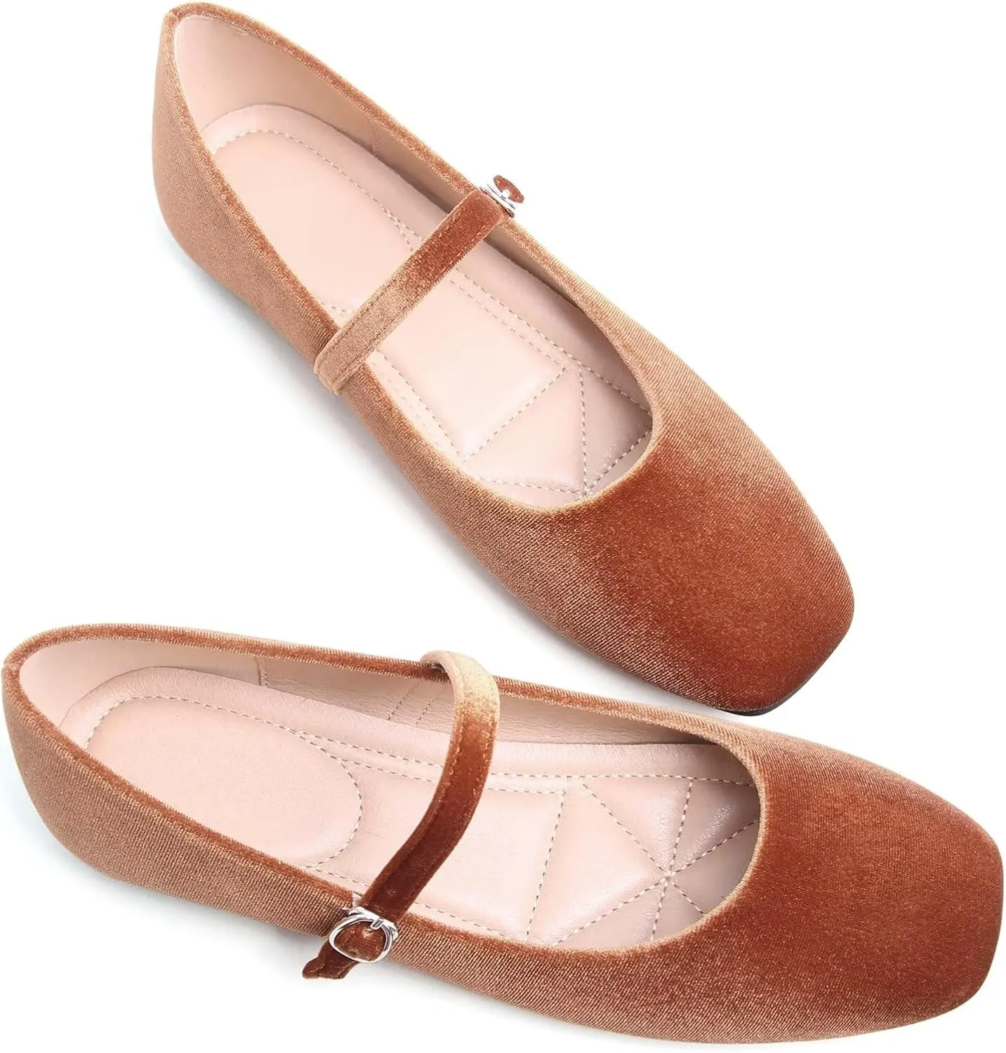 TN TANGNEST Leather Flats for Women Comfortable Square Toe Slip On Flats Soft Work Flats Retro Mary Jane Flats