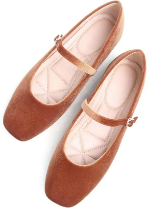 TN TANGNEST Leather Flats for Women Comfortable Square Toe Slip On Flats Soft Work Flats Retro Mary Jane Flats