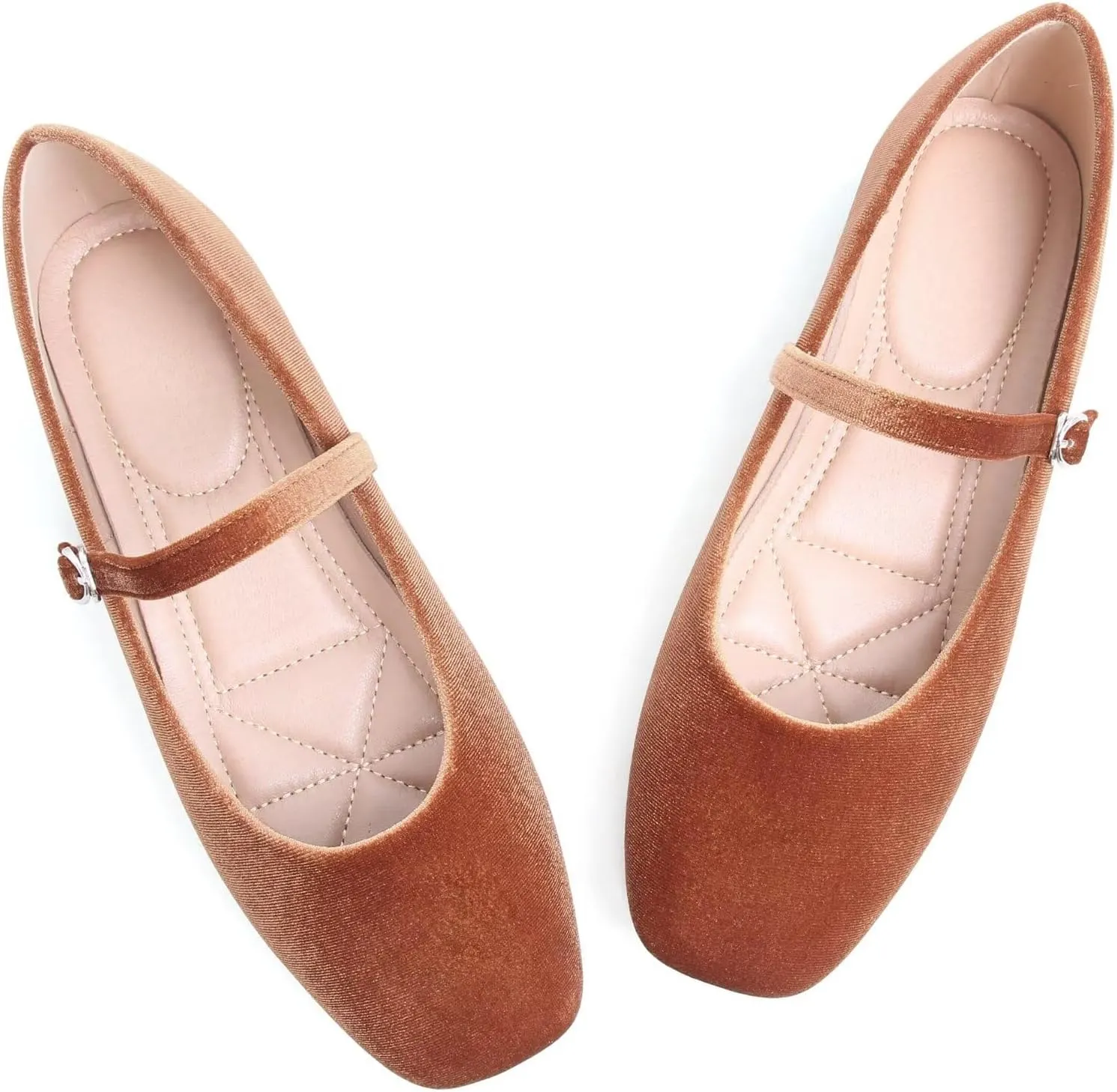 TN TANGNEST Leather Flats for Women Comfortable Square Toe Slip On Flats Soft Work Flats Retro Mary Jane Flats