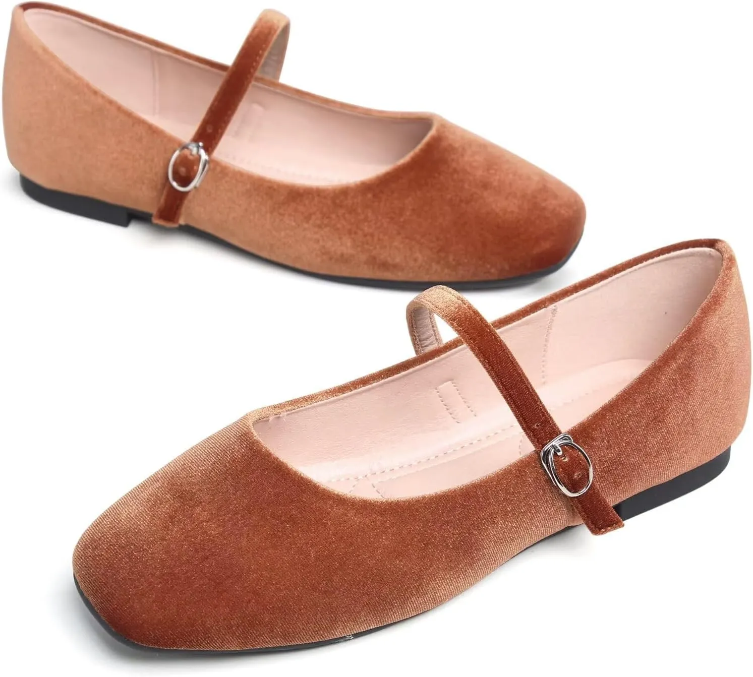 TN TANGNEST Leather Flats for Women Comfortable Square Toe Slip On Flats Soft Work Flats Retro Mary Jane Flats
