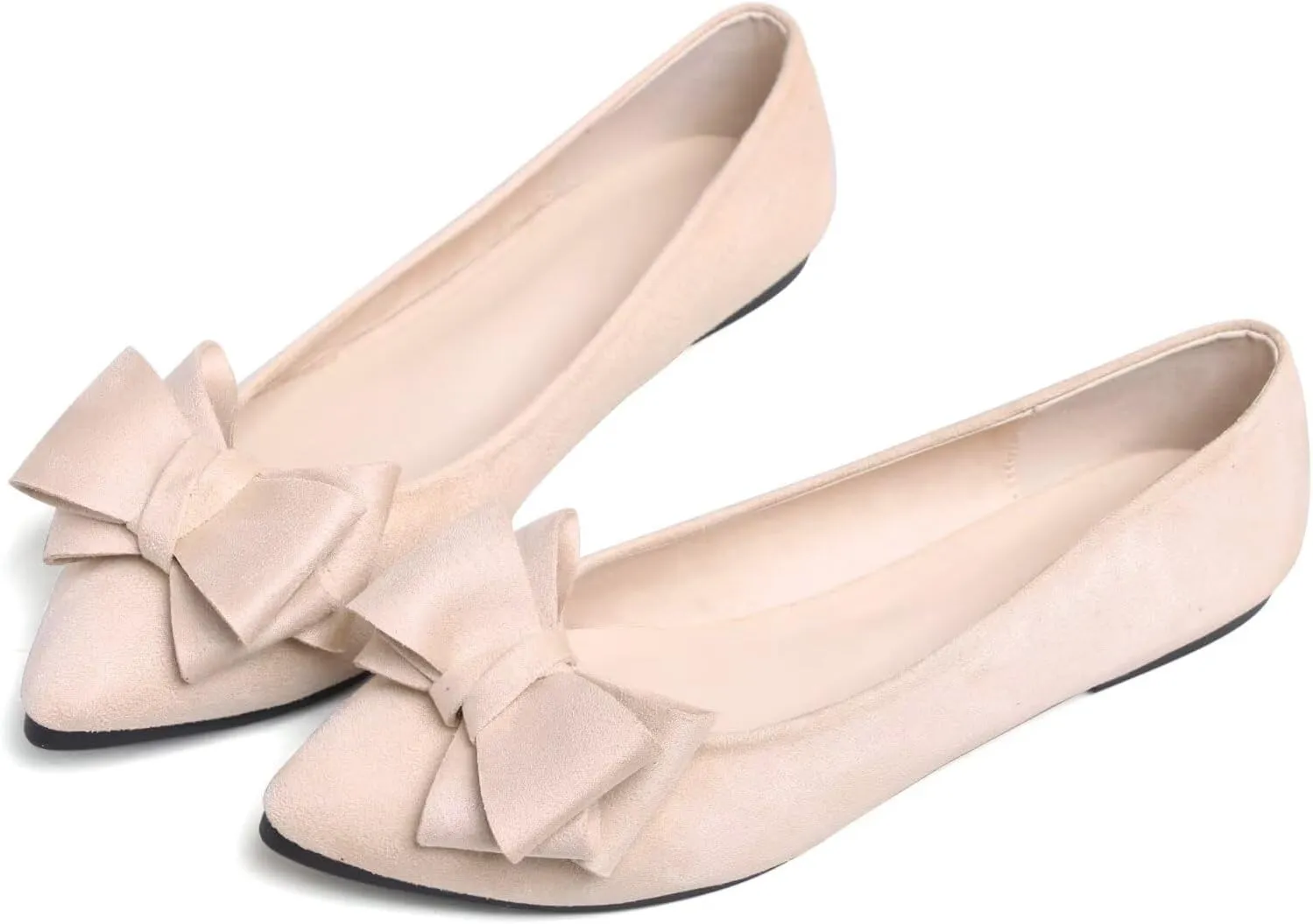 TN TANGNEST Women Cute Bowknot Flats Soft Slip On Flats Comfort Pointed Toe Casual Dress Flat Shoes