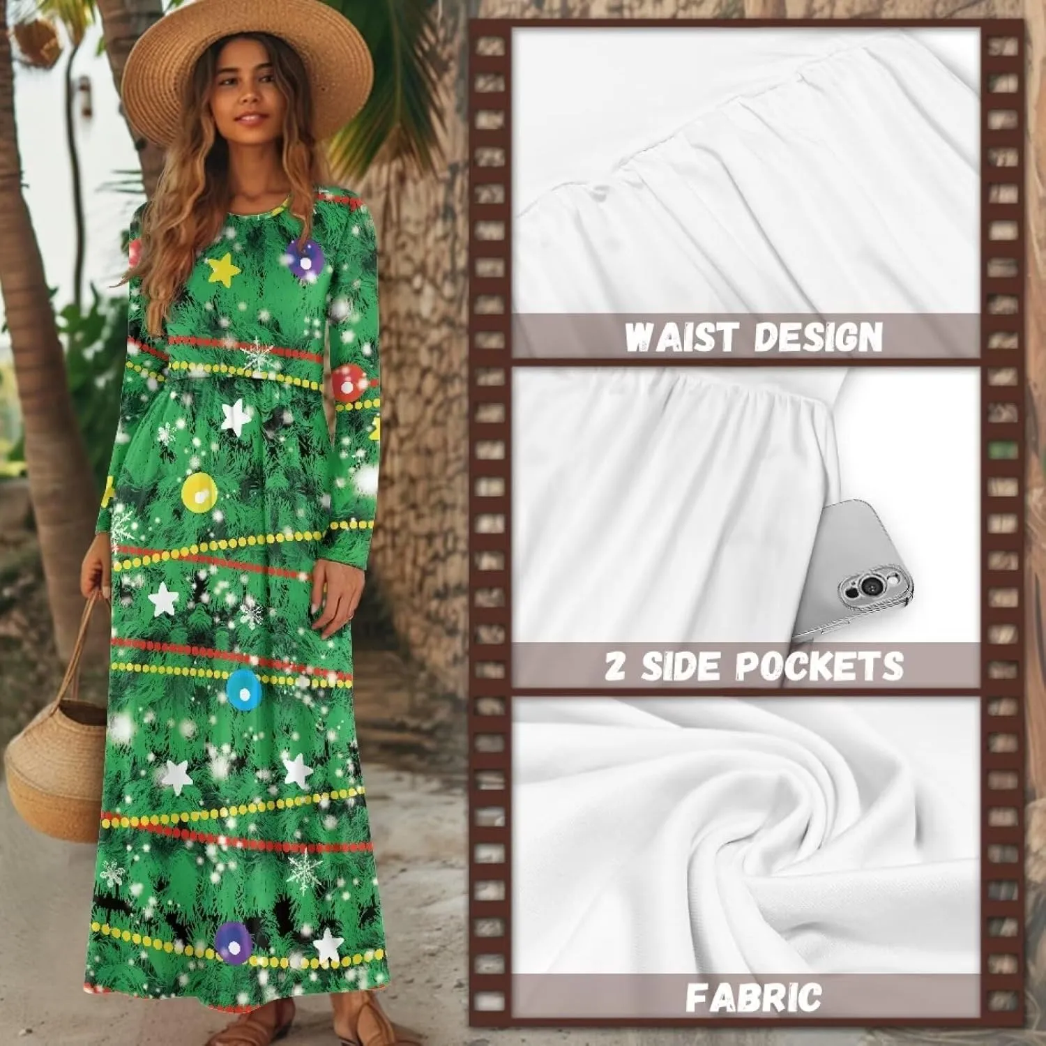 TOADDITDO Women Long Sleeve Maxi Dresses 2024 Wedding Guest Elegant Floor Length Dress Soft O Neck A-line Swing Dresses