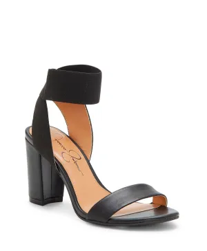 Toe (5.5, Fitted Simpson Elastic Siesto Bargain Open Private sale Sandal Heel Black) Black Jessica Block Ankle