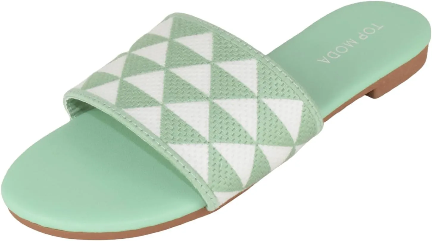 TOP Moda Shoes Women Flip Flops Patterned Sandals Casual Slide Slippers