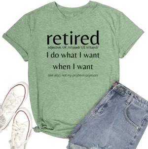TSIIUO Women's Retired Definition Letter Prints T-Shirt Funny Retirement Gifts Summer Short Sleeve Tees Casual Tops