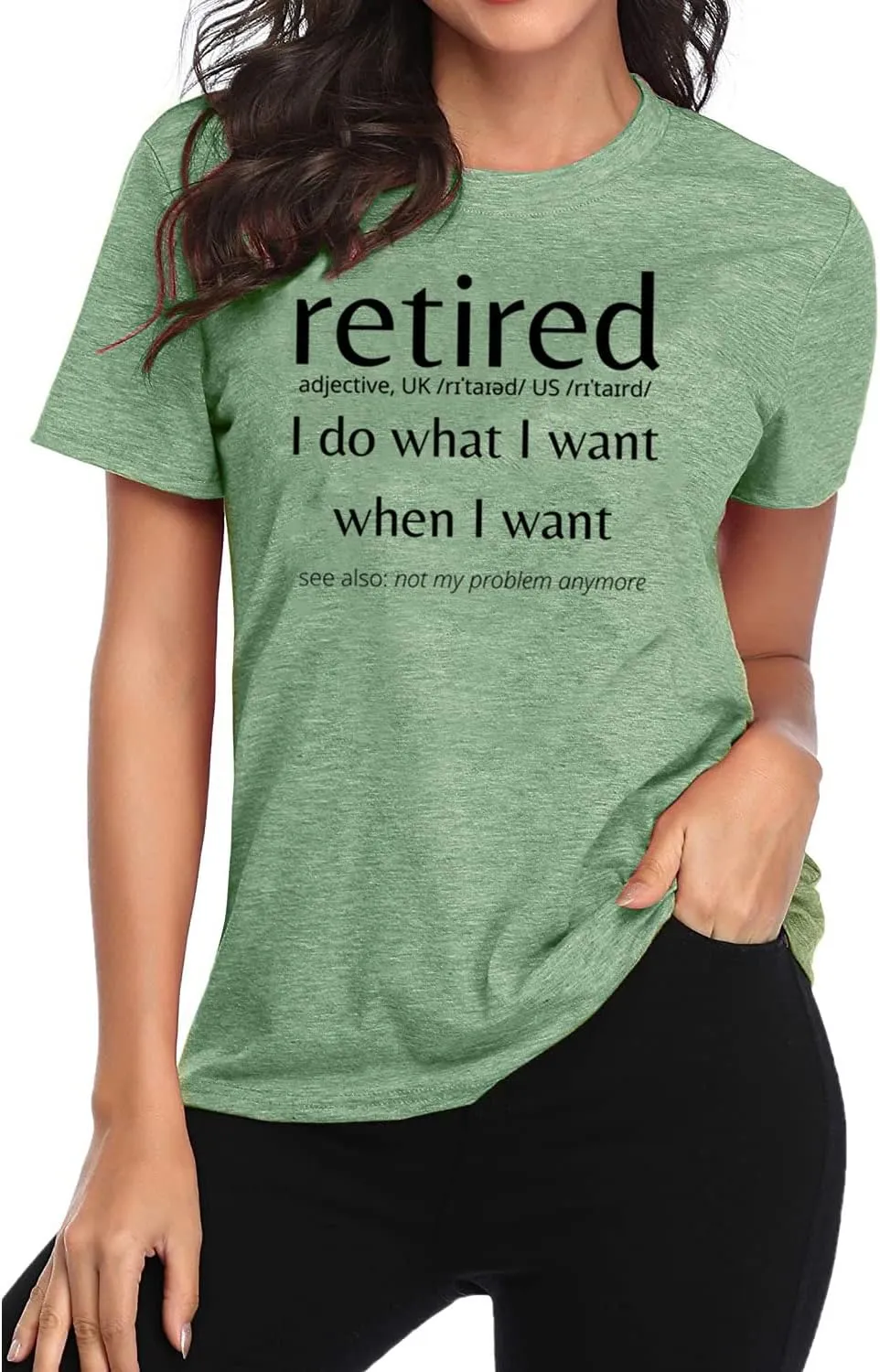 TSIIUO Women's Retired Definition Letter Prints T-Shirt Funny Retirement Gifts Summer Short Sleeve Tees Casual Tops