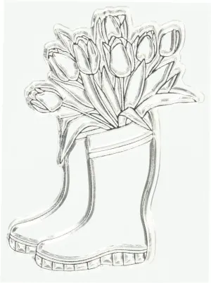 Two Paper Divas C225 Spring Boots Stamps, 6" by 4.5", Clear