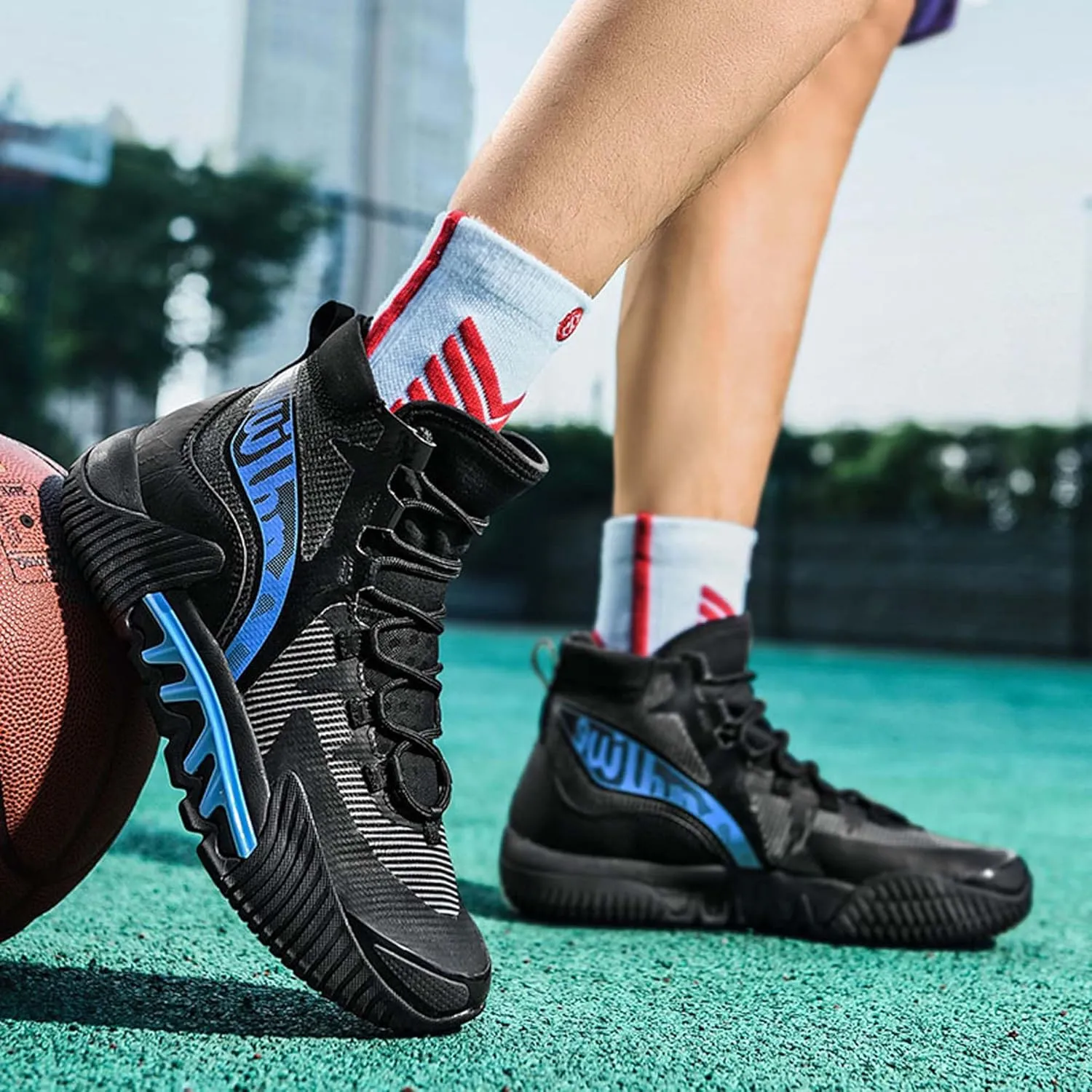 Usoway Men's Basketball Shoes Fashion Sneakers Breathable Non-Slip Walking Outdoor Training Sports Running Shoes Cushioned Fitness Tennis Shoes