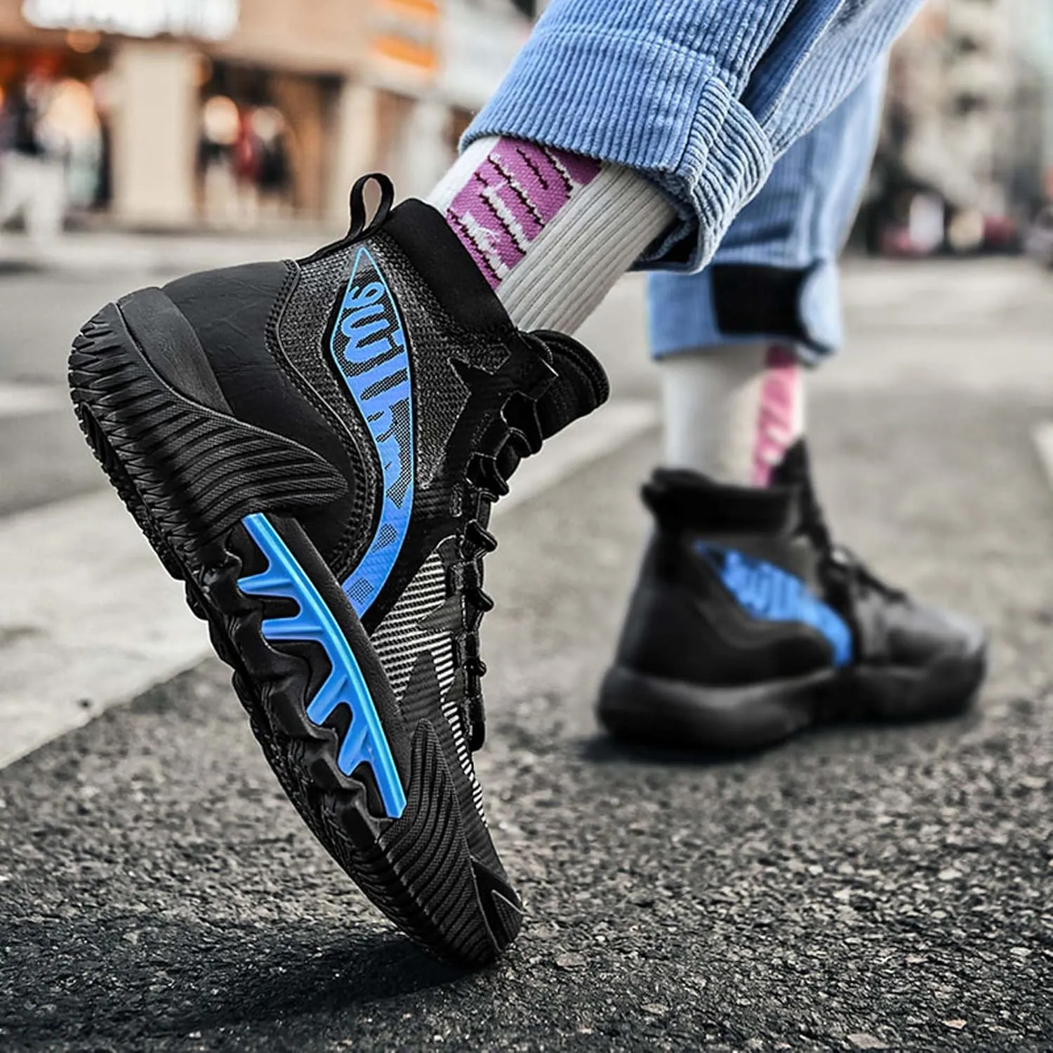 Usoway Men's Basketball Shoes Fashion Sneakers Breathable Non-Slip Walking Outdoor Training Sports Running Shoes Cushioned Fitness Tennis Shoes