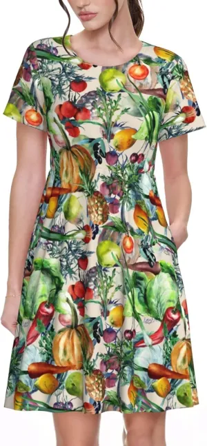 Vegan for Women's Casual Short Sleeve Dress with Pockets Dress for Summer,Travel,Lounging-