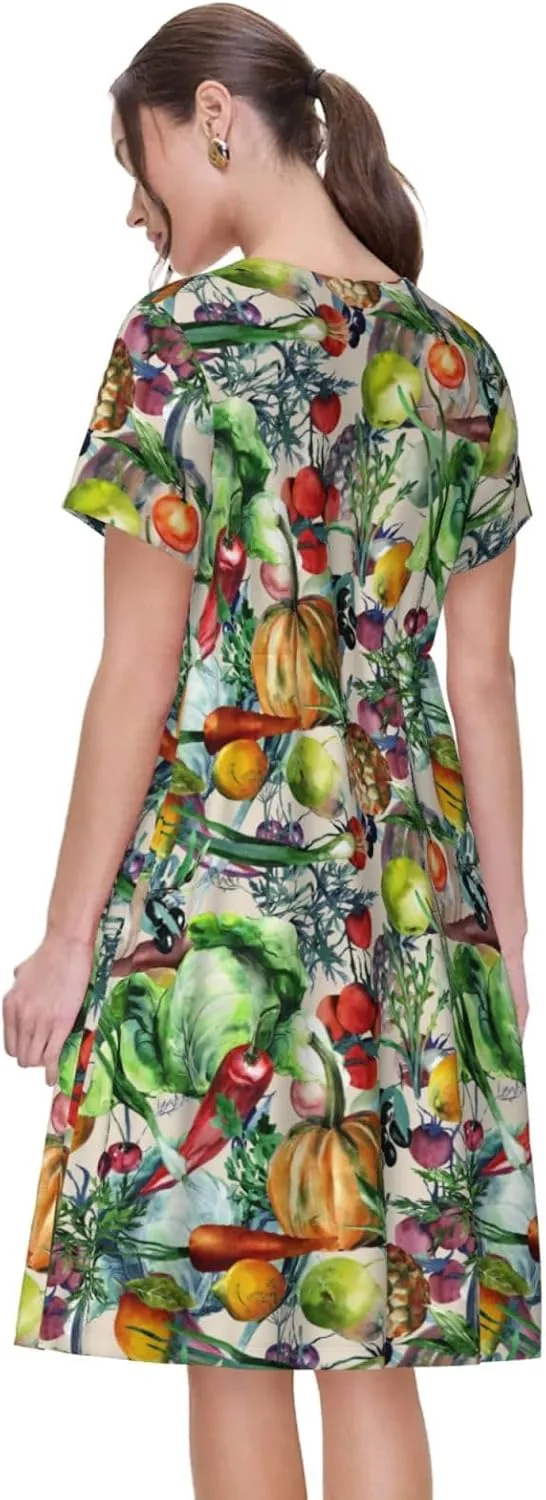 Vegan for Women's Casual Short Sleeve Dress with Pockets Dress for Summer,Travel,Lounging-
