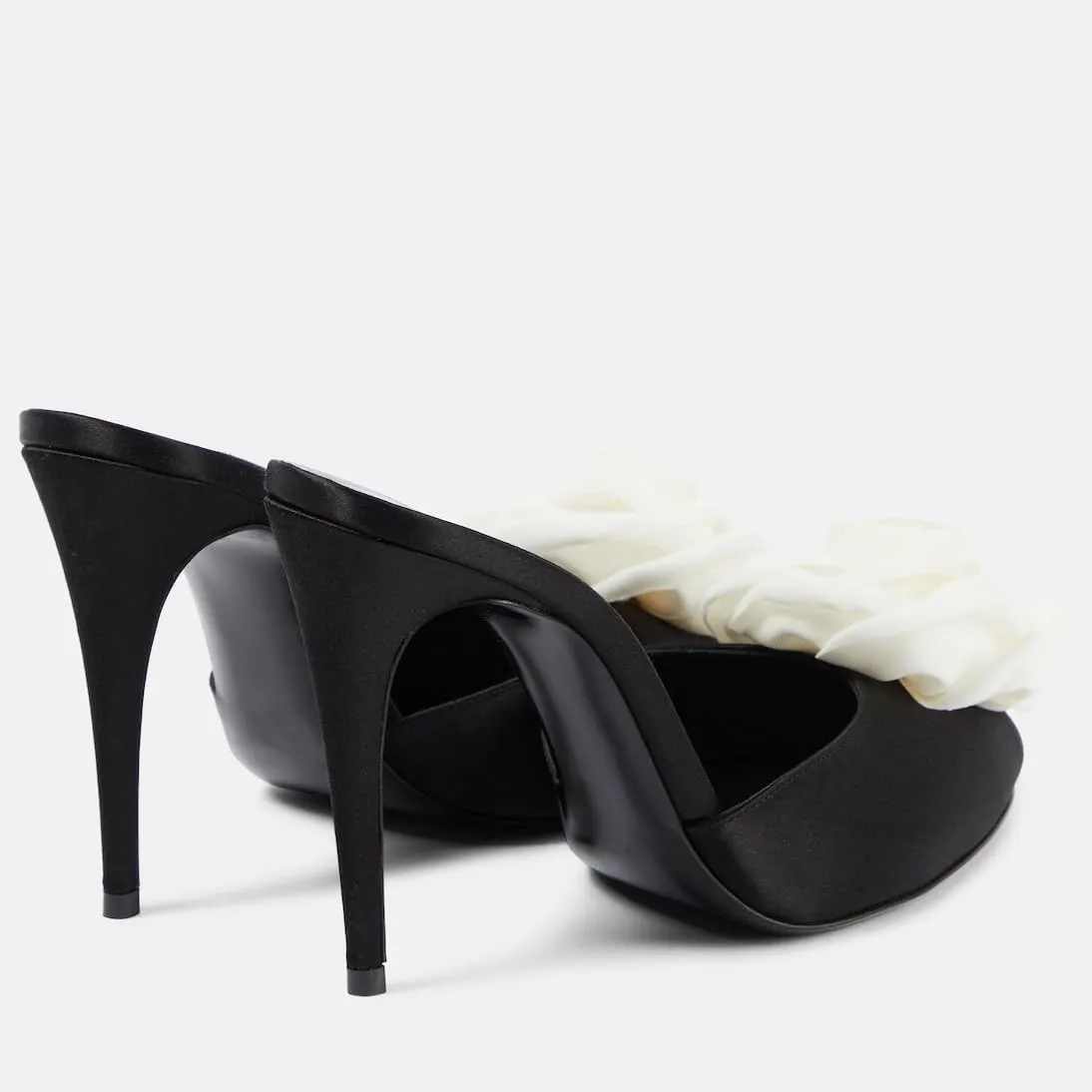 Vertundy Women's Stiletto Sandals Satin Flower High Heel Slides Peep Toe Pumps Party Dress Shoes