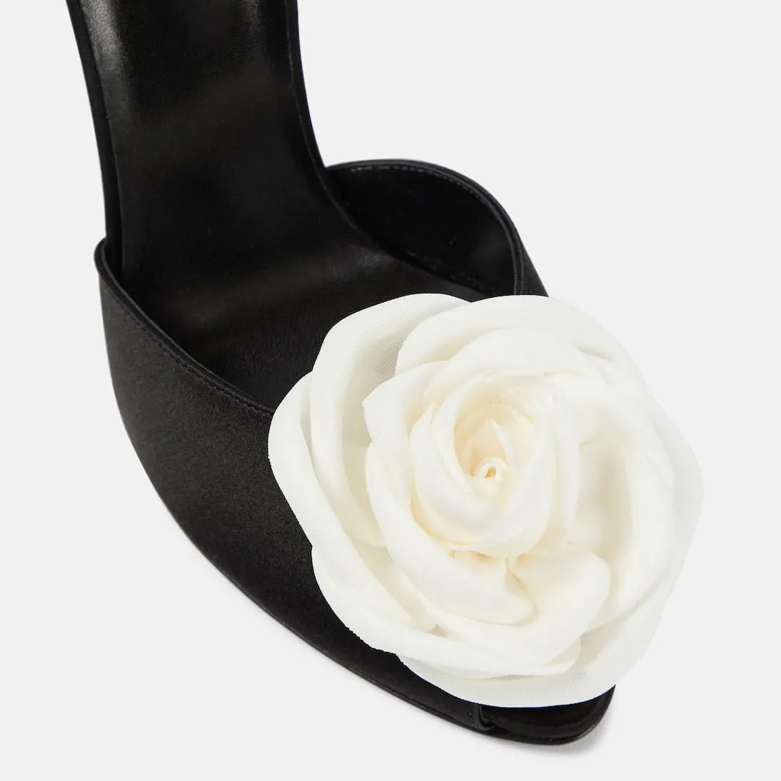 Vertundy Women's Stiletto Sandals Satin Flower High Heel Slides Peep Toe Pumps Party Dress Shoes