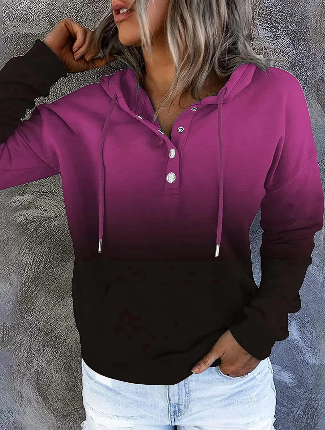 VIEACTIVEWEAR Hoodie for Women Tie Dye Sweatshirt Button Down Tops Casual Long Sleeve Oversize Pullover