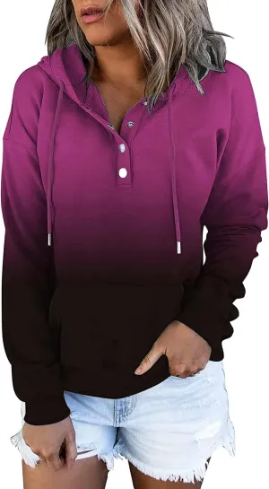 VIEACTIVEWEAR Hoodie for Women Tie Dye Sweatshirt Button Down Tops Casual Long Sleeve Oversize Pullover