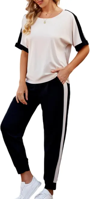 VIMPUNEC Women 2 Piece Outfits Summer Casual Lounge Sets Soft Sweatsuits Trendy Matching Sets