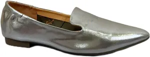 Vintage Metallic Loafers for Women Closed Toe Block Heels Genuine Leather Women's Slip on Flats Shoes Comfort Casual Business Office Work