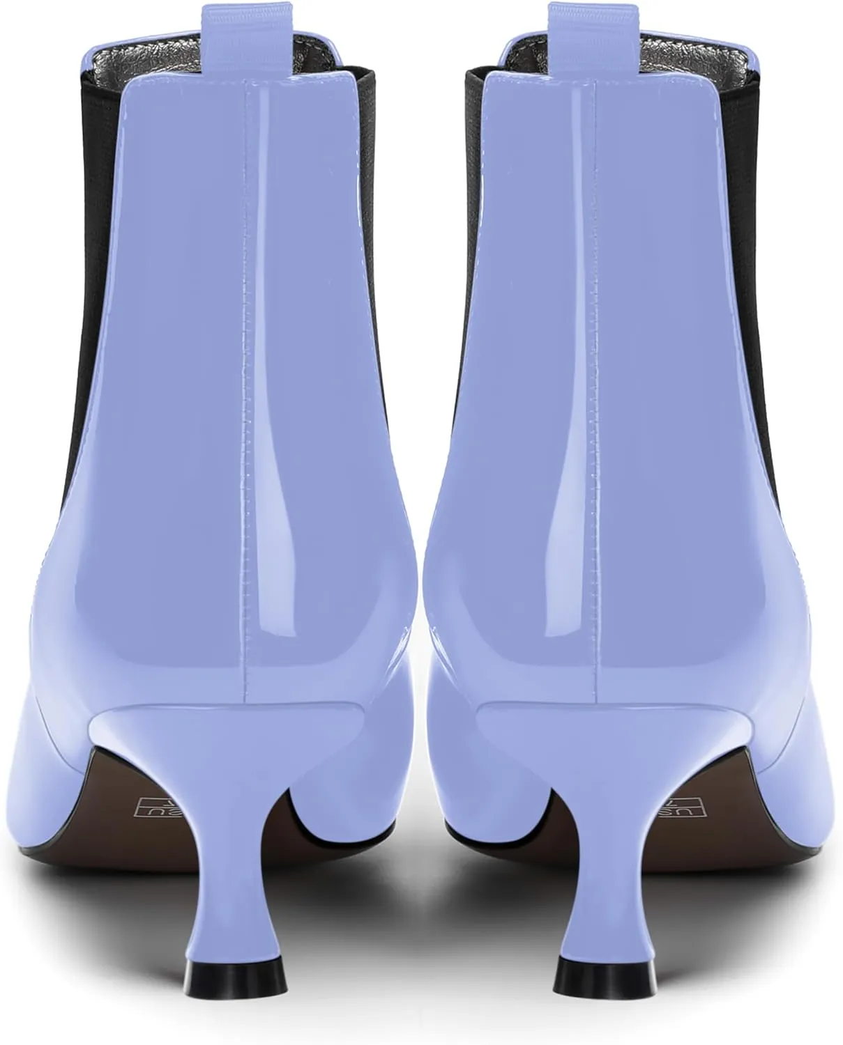 WAYDERNS Womens Pointed Toe Office Cute Bungee Patent Kitten Low Heel Ankle High Boots 2 Inch