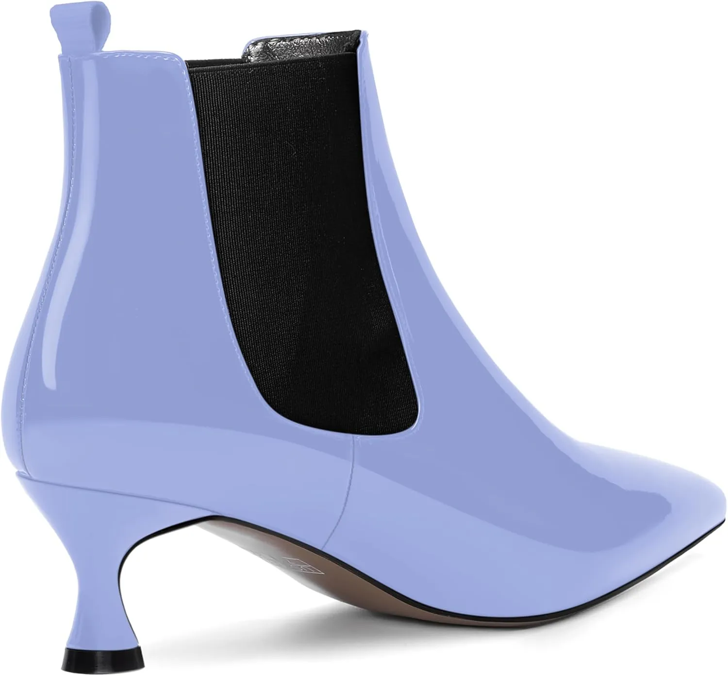 WAYDERNS Womens Pointed Toe Office Cute Bungee Patent Kitten Low Heel Ankle High Boots 2 Inch