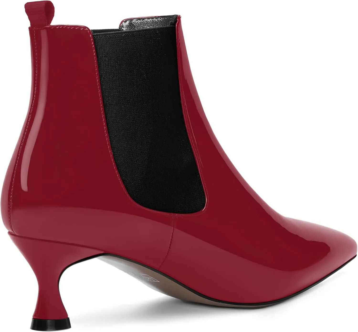 WAYDERNS Womens Pointed Toe Office Cute Bungee Patent Kitten Low Heel Ankle High Boots 2 Inch