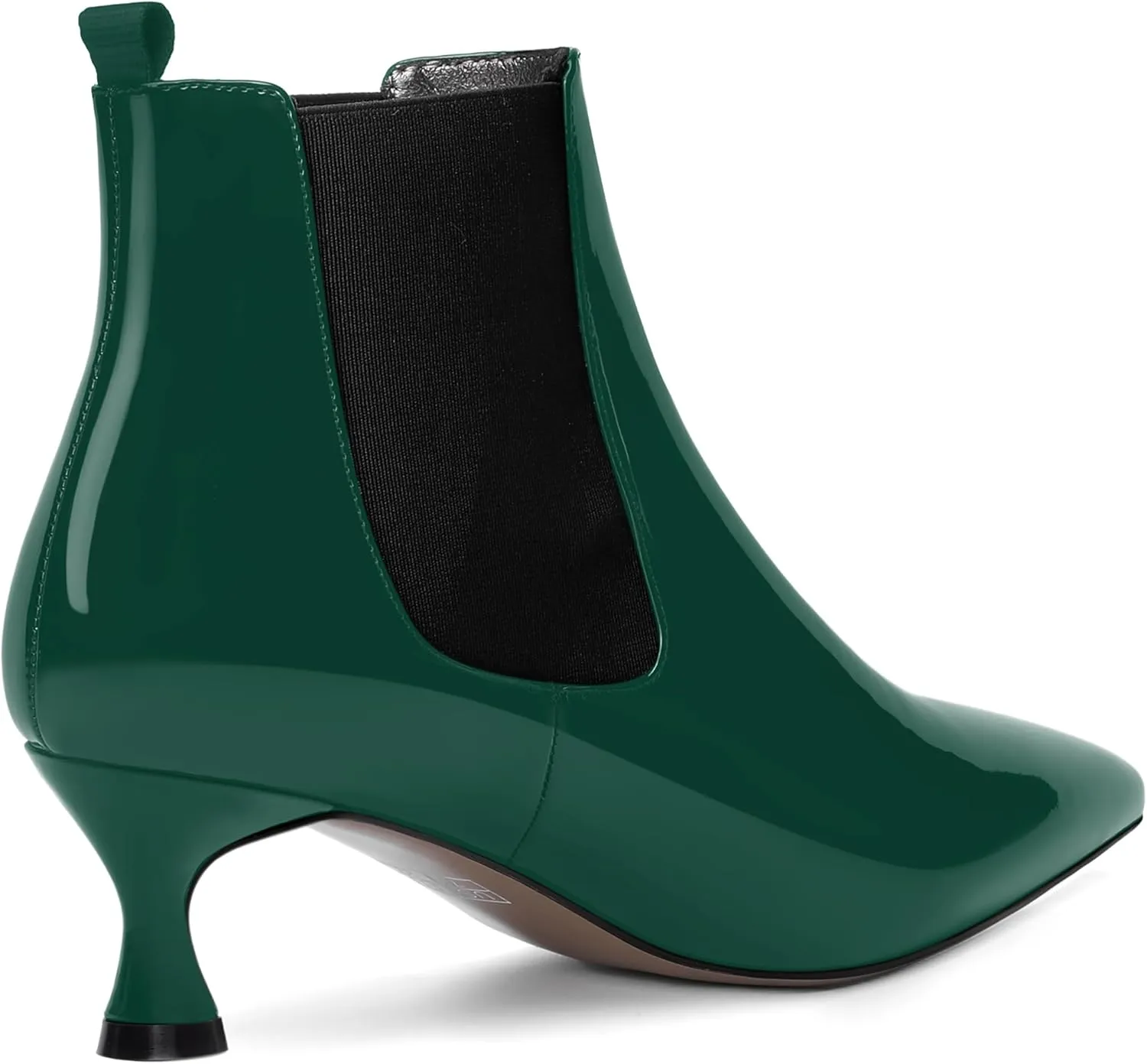 WAYDERNS Womens Pointed Toe Office Cute Bungee Patent Kitten Low Heel Ankle High Boots 2 Inch