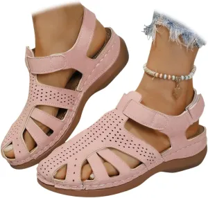 Wedge Orthopedic Sandals for Women Comfortable Closed Toe Summer Sandals Comfortable Hollow Out Sandal with Arch Support