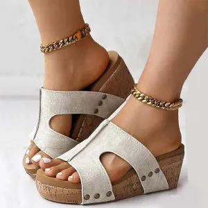 Wedge Sandals For Women 2025 Platform Comfort Orthopedic Wedge Sandals Open Toe Espadrilles Dressy High Heeled Wedges Women Summer Trendy Slip On Slippers Casual Arch Support Shoes Boho Beach Vacation