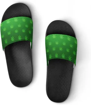 Weed Leaf Cannabis Marijuana Red Yellow Green Art Summer Slippers Womens Men Slides Shoes Sandals Flag Flip Flops