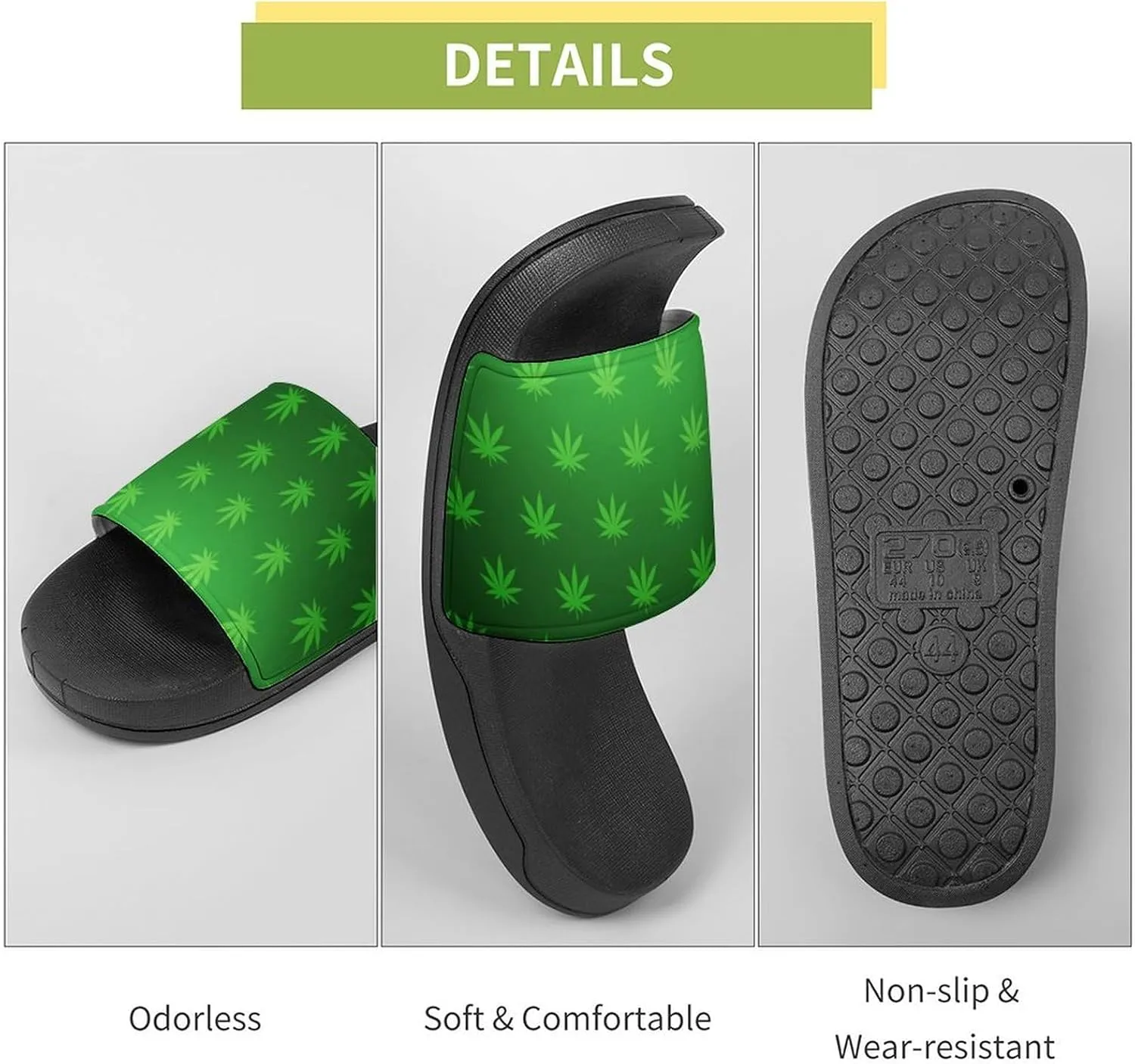 Weed Leaf Cannabis Marijuana Red Yellow Green Art Summer Slippers Womens Men Slides Shoes Sandals Flag Flip Flops