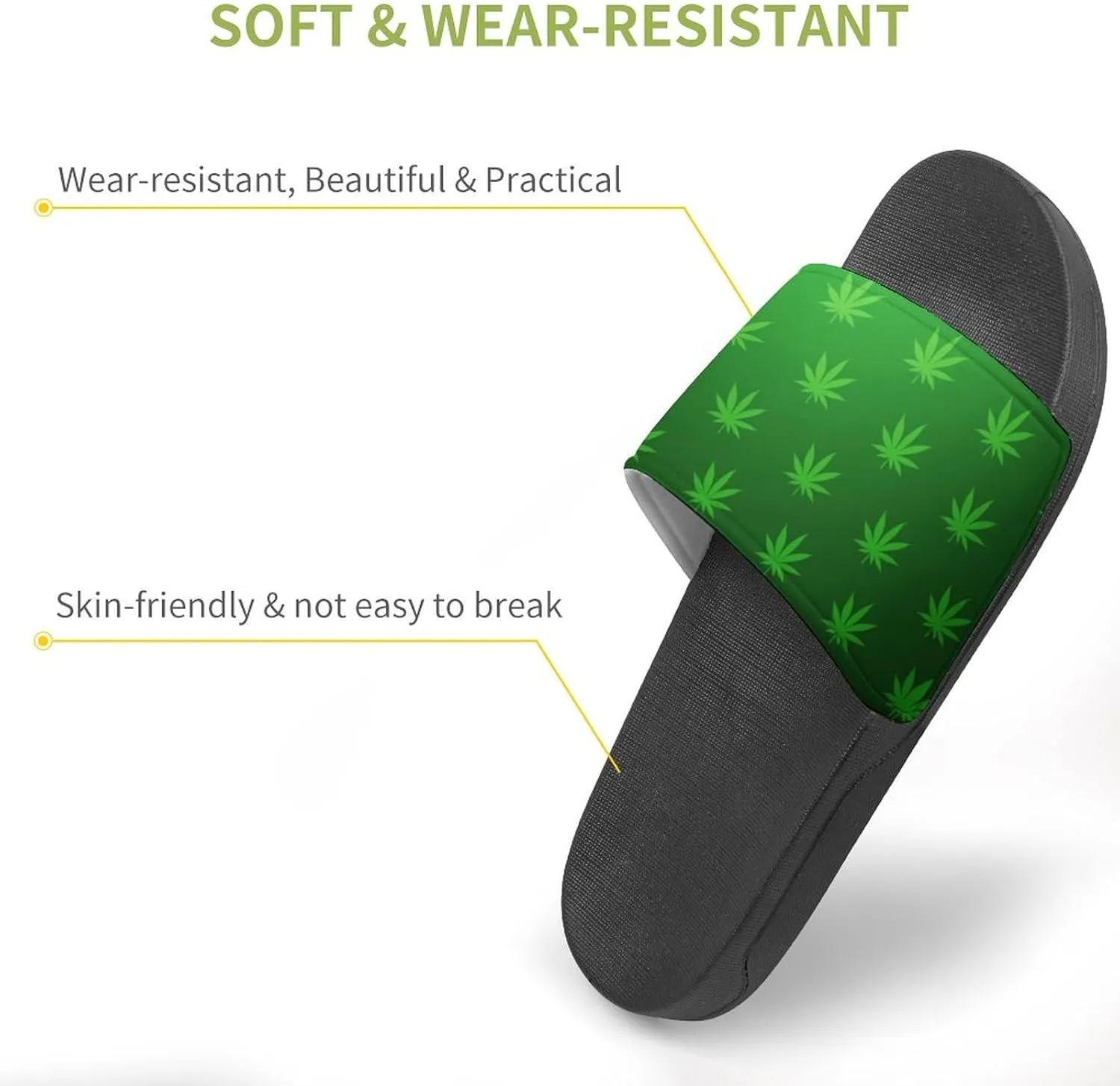 Weed Leaf Cannabis Marijuana Red Yellow Green Art Summer Slippers Womens Men Slides Shoes Sandals Flag Flip Flops