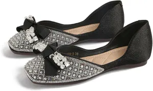 WENJIAZHIZHI Women's Ballet Flats Glittery Dress Shoes for Women Wedding Dressy Casual Soft Slip On Flats