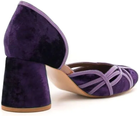 Women Chunky Heel Round Toe Pumps Velvet Cut Out Sandal Heels Closed Round Toe 3 inch Block Heel Pump Shoes Two Tone Strappy Fashion Retro Wedding Party Dress Heels Comfy 4-11 M US