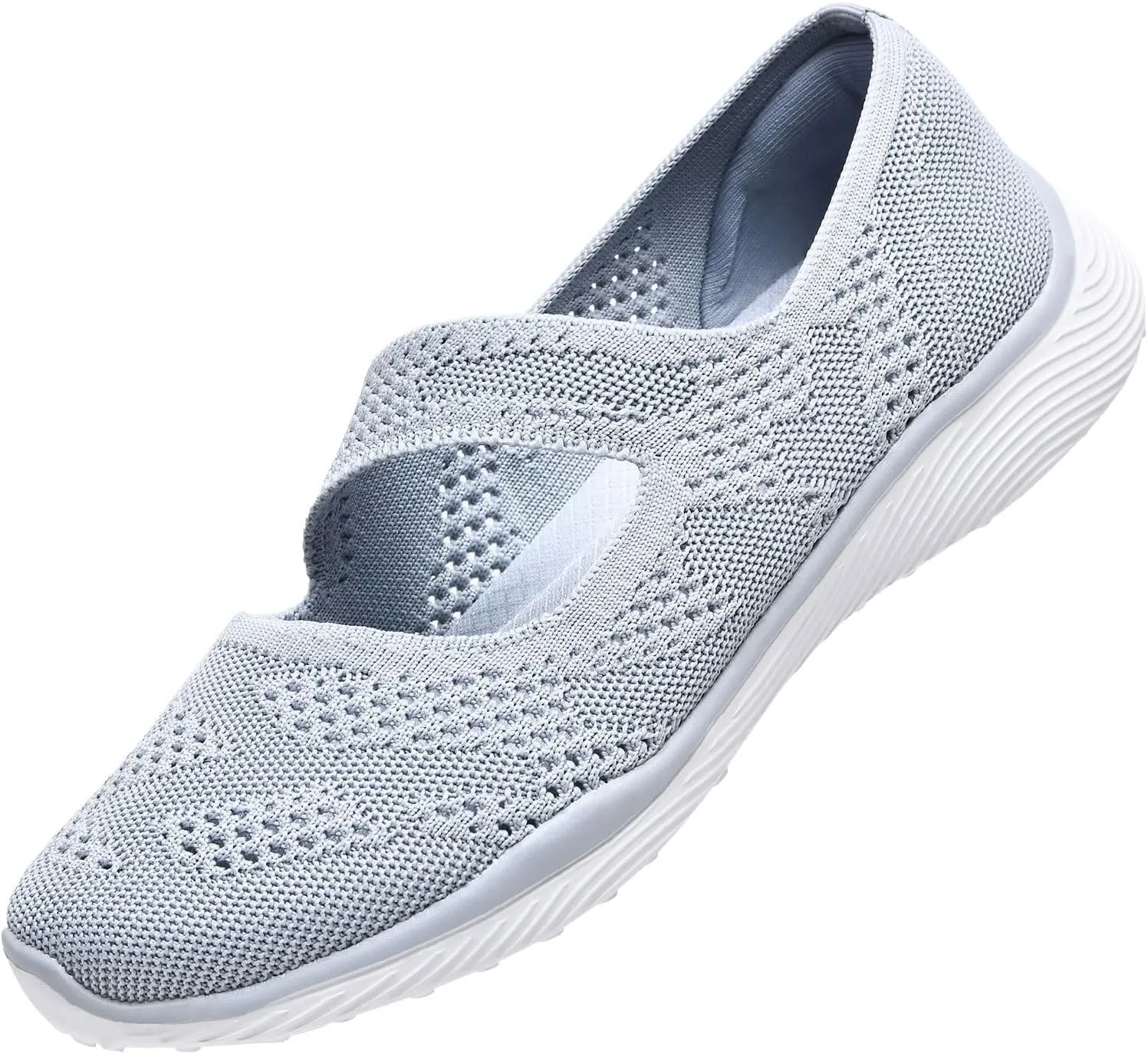 Women Mary Jane Shoes Slip On Walking Flats Comfortable Dressy Knit Washable Casual Nurse Shoe with Arch Support