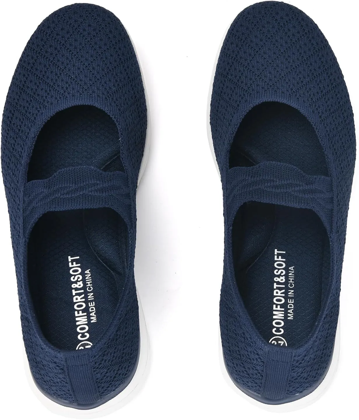Women Mary Jane Shoes Slip On Walking Flats Comfortable Dressy Knit Washable Casual Nurse Shoe with Arch Support