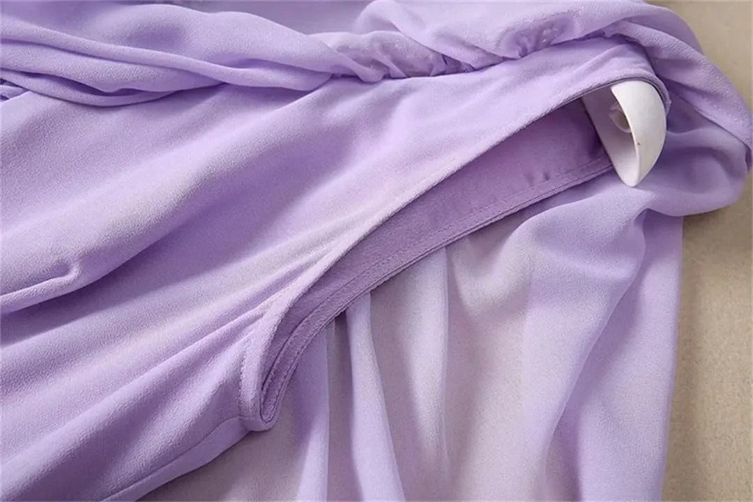 Women Tulle Dress Vintage Solid Cascading Ruffle Pearl Diamond Nail Bead A-Line Dresses