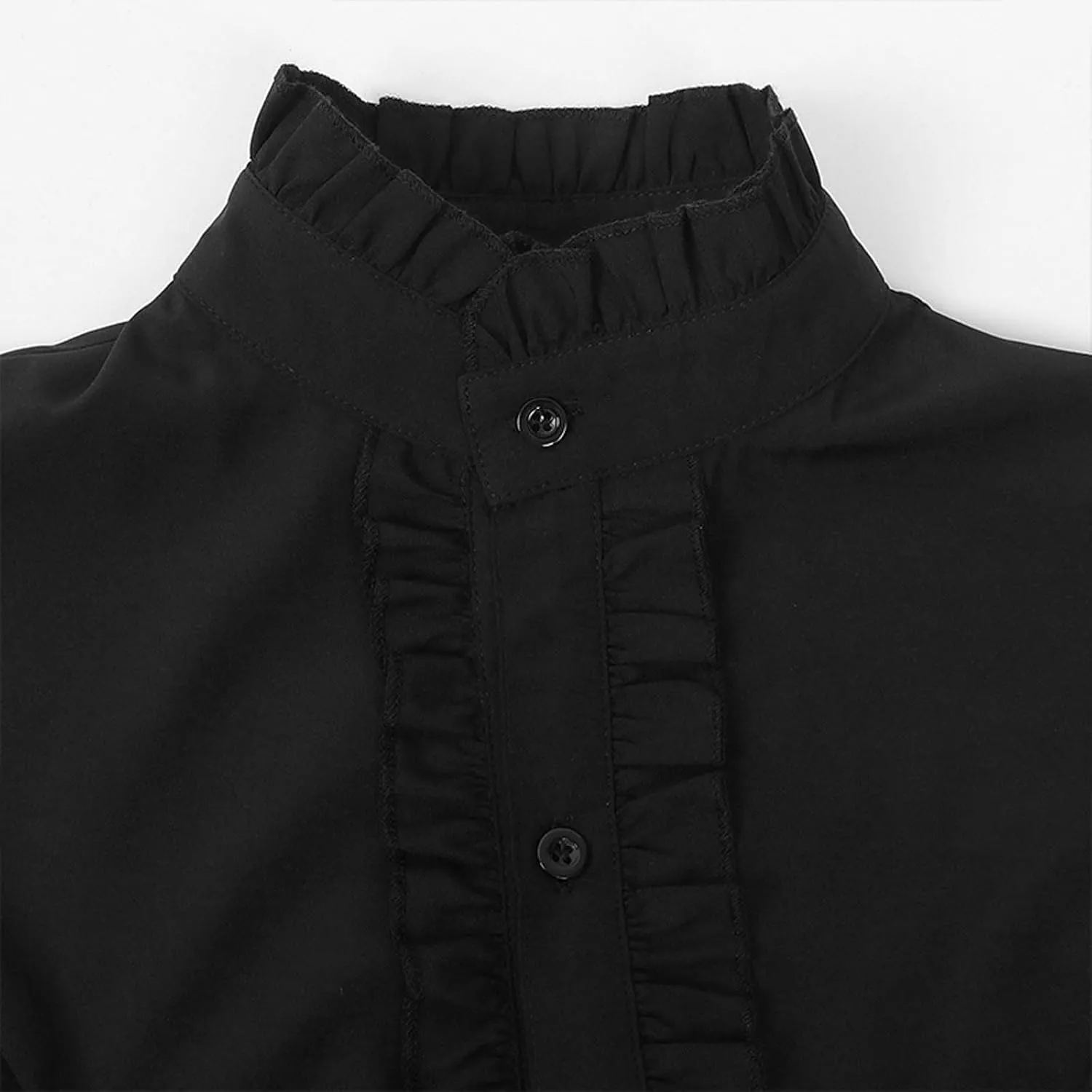 Women Victorian Blouse Vintage Bell Long Sleeve Renaissance Shirt Lotus Ruffle Slim T Shirts Gothic Button Down Tops