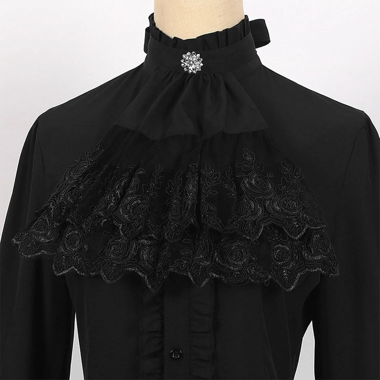 Women Victorian Blouse Vintage Bell Long Sleeve Renaissance Shirt Lotus Ruffle Slim T Shirts Gothic Button Down Tops